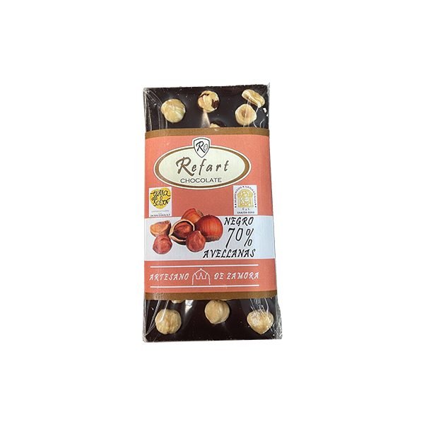 Tableta de Chocolate Negro 70% Con Avellanas